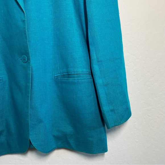 Samantha Scott Vintage Women’s 10 Long Linen Single button blazer Jacket Coat - Picture 4 of 10